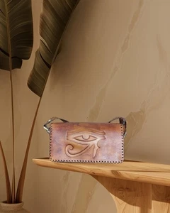Luxus Ägyptische Leder Handtasche mit Ankh Design - Braun und Gold Einzigarti... - Bild 1 von 3
