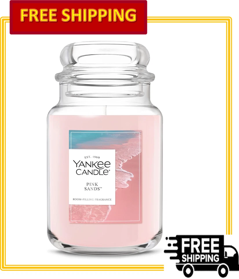 Vela perfumada Yankee frasco grande com até 150 horas de tempo de queima, areias rosa, 22 oz - Imagem 1 de 4