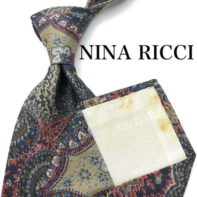 Галстук мужской NINA RICCI Paisley Leaf серый б/у - Изображение 1 из 4