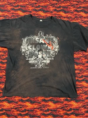 МУЖСКАЯ ВИНТАЖНАЯ ФУТБОЛКА Y2K INSANE CLOWN POSSE ICP 2000-Е X-LARGE INSANE FADE ЧЕРНАЯ - Изображение 1 из 4