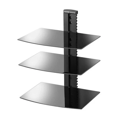 Glass Floating Shelves, Holds up to 18 lbs, TV Wall Mount with Shelf,Strengthene - Image 1 of 2