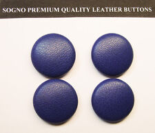 SET OF 4 REPLACEMENT BUTTONS FOR VINTAGE JACKETS, ETC  7/8" BLUE SOFT LEATHER 