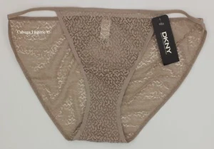 NUEVO CON ETIQUETAS DKNY DK5015 "Moderno" Tiro Bajo, Encaje Tanga Bikini, Beige ("Champán"), XL - Imagen 1 de 5