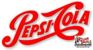 (PC-203R) 15" TROQUELADO PEPSI SCRIPT SODA POP MÁQUINA EXPENDEDORA ENFRIADOR CALCOMANÍA PEGATINA - Imagen 1 de 1