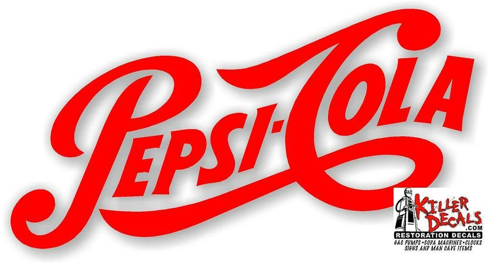 (PC-203R) 15" DIE CUT PEPSI SCRIPT SODA POP VENDING MACHINE COOLER DECAL STICKER - Image 1 of 1