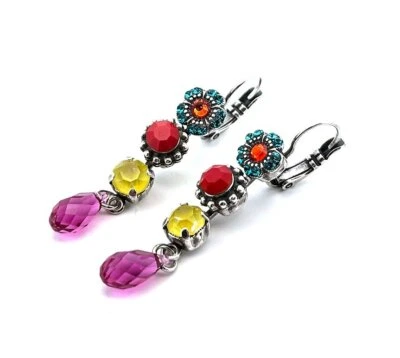 Earrings By Mariana Woman Beautiful Red Coral and Sun Kissed Sunshine Swarovs... - Image 1 of 4