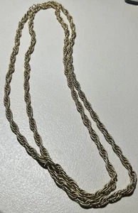 Monet Gold Tone Twisted Links Necklace Heavy 56 In. Long Chain, Marked, C Clasp - Picture 1 of 4