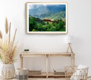 Train Print, Mountain Wall Art, Forest & Trees Framed Nature Wall Art, Natural - Foto 1 di 5
