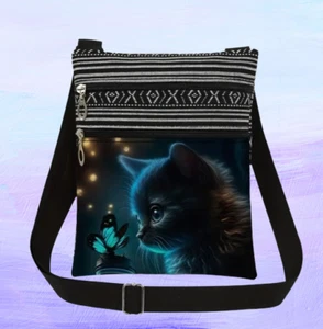 CAT & BUTTERFLY Colourful Boho Adjustable Shoulder Bags - Picture 1 of 7