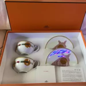 Saut Hermes Tea Cup Saucer Tableware 2 set Coffee Latte Animal Horse Auth New - Picture 1 of 12
