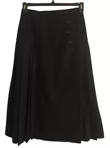 vtg SCHNEIDERS Black Pure Wool Pleated Skirt Sz 38 Austria Sz 8 US Academia - Picture 1 of 7