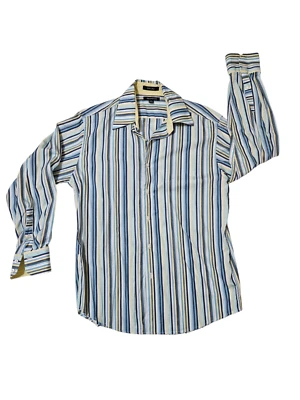 Brandini Men's Shirt Long Sleeve Medium Button Up Multi-Color Striped Cotton - Image 1 of 4