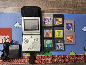 Nintendo Game Boy Advance SP Console And 8 Games Lot With Zelda Ages - Picture 1 of 13