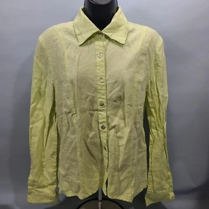 David N. Green Linen Button Up Long Sleeve Blouse Womens Size Large - Picture 1 of 5