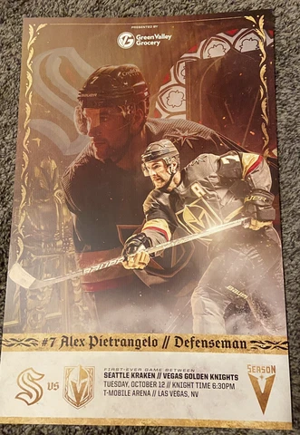 🖤💛❤️Vegas Golden Knights Home Opener Poster Program Oct. 12, 2021 Pietrangelo Cover