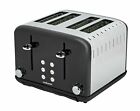 Cookworks Pyramid 4 Slice Toaster With 6 Levels Of Tastiness And Option - Black