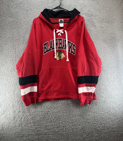 NHL Chicago Blackhawks Hoodie Hockey Vintage Lace up Neck XXL 2XL A8 Cover
