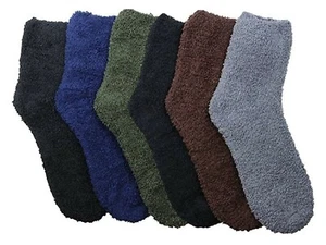 6 Pair Fuzzy Warm Soft New 301P3 9-11 Size Plush Crew Plain Cozy Socks Slipper - Picture 1 of 3