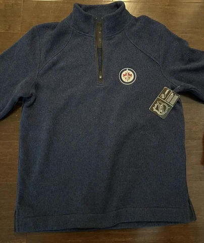$84.99 Brand New NHL 1/4 Zip Winnipeg Jets Fanatic Branded Pullover Sweater Cover