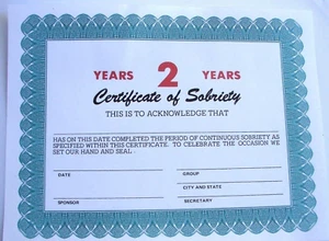 Anonyme Alkoholiker AA Medaillon Medaille Zertifikat der Nüchternheit 2 Jahre Auszeichnung  - Bild 1 von 3