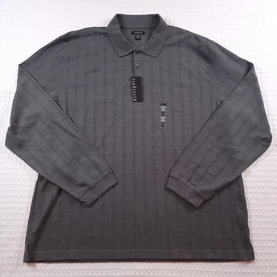 Camisa polo pulôver manga longa Van Heusen Premium masculina 2XL cinza nova com etiquetas - Imagem 1 de 4