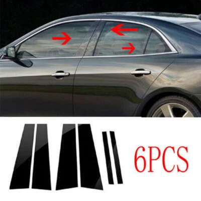 For Chevy Malibu 13-2015 Pillar Posts Door Piano Black Trim Decal Cover Kit 6X Foto 1 de 4