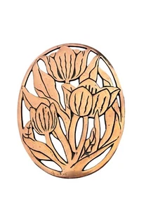 Vintage Gusseisen verkupfert Untersetzer Wandbehang Tulpe Design oval 1982 - Bild 1 von 7