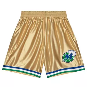 MITCHELL & NESS NBA 75TH GOLD SWINGMAN SHORTS DALLAS MAVERICKS 1998 - Picture 1 of 3