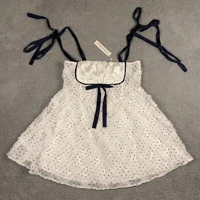 For Love & Lemons Dress Womens XL Mini Carmen Sheer Lace Ruffled Bow Ditsy NEW - Image 1 of 4