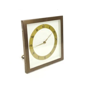 Orologio da scrivania vintage metà secolo con supporto a cavalletto art deco ottone funzionante - Foto 1 di 4