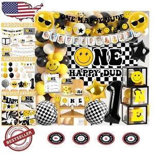 One Happy Dude 1st Birthday Party Decorations - Complete Black & Yellow Theme - Picture 1 of 9