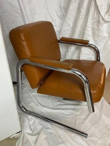 Vintage Virco Leather and Chrome Chairs Set of 5 Cover