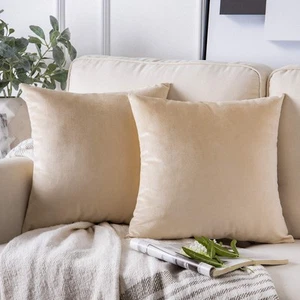 Pack of 2 Velvet Decorative Throw Decorative Pillow Cover Soft Solid Square C... - Picture 1 of 7