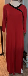 Maxi Vestido Exclusivo Misook De Colección Rojo Negro Borde Acrílico Sin Mangas Texas Tech - Imagen 1 de 11