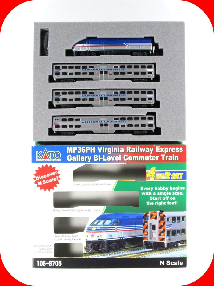 N Scale ***VIRGINIA RAILWAY EXPRESS*** Commuter Train - Kato 106-8705, DCC Ready - Image 1 of 4