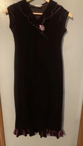 My Michelle Purple velvet Velour Ruffle Short Sleeve Tie dress Girls Sz 12 - Picture 1 of 17