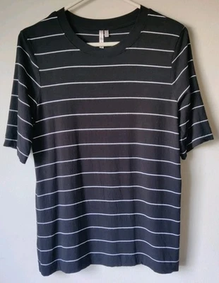 Camiseta manga camisa Banana Republic para mujer M negra/blanca a rayas muy suave  Foto 1 de 4