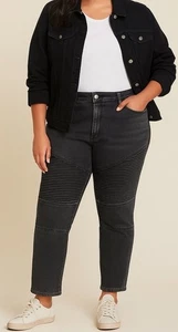 Jean ModCloth Moto Style para mujer XL negro lavado acanalado paneles de rodilla - Imagen 1 de 12