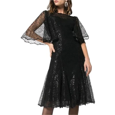 NWT Dolce & Gabbana Black Metallic Corded Lace Flared Low Back Dress IT 40 US S - Image 1 of 4