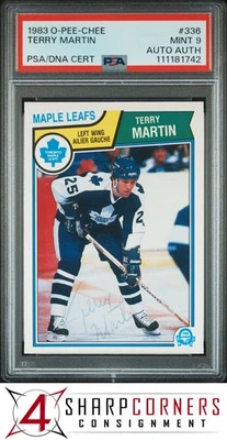 1983 O-PEE-CHEE #336 TERRY MARTIN MAPLE LEAFS PSA 9 DNA AUTO AUTHENTIC - Image 1 of 3