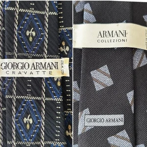 "2 Corbatas Corbatas Giorgio Armani Para Hombre Seda Hechas en Italia Azul Marino 56"" Diseñador Corto" - Imagen 1 de 10