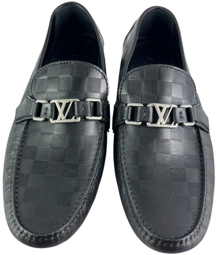 LOUIS VUITTON（LV） Mocassini da uomo Louis Vuitton Hockenheim Damier in pelle nera 9 5 UK 10 5US