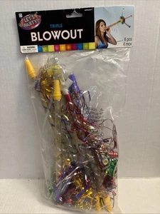 Party Noisemakers Great For New Years Eve Celebrations Triple Blowout 6 Pieces - Picture 1 of 5
