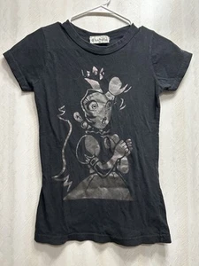 Y2K Super Mario Bros PRINCESS PEACH In Gold T Shirt Black Teens (Rare) Small - Picture 1 of 7