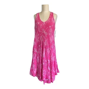 NWT Made in Italy Pink Floral Sleeveless Gauze Dress Size Medium - Picture 1 of 8