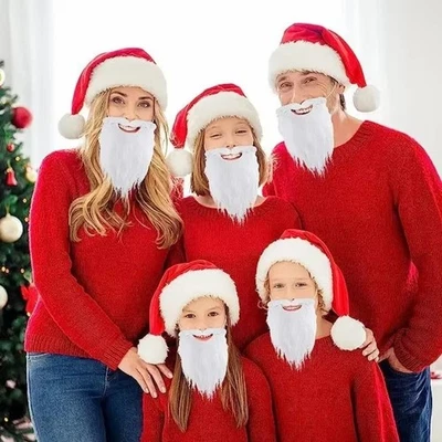 Papá Noel 8 Personajes Blanco Barba Falsa Adulto Niños Navidad Disfraz Utilería 2026 - LOTE Foto 1 de 4