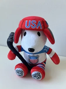 Team USA Hockey Stofftier Hund - NHL & USA Logo mit Hockeyschläger & Mütze - Bild 1 von 3