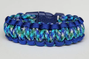 550 Paracord Survival Bracelet Cobra - Electric Blue & Peacock Navy Buckle - Picture 1 of 1