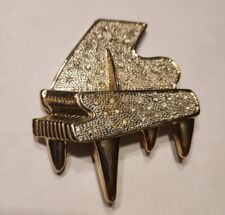 Vintage Brooch Pin Rhinestone Grand Piano 3-1/2" Jewelry YU-28