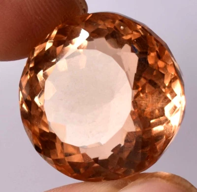 AAA+ Large Imperial Topaz 91.00 CT Round Cut Loose Gemstone Ring for Gift Women - Image 1 of 4